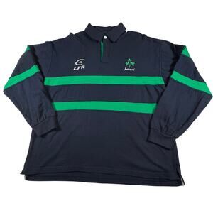 Live For Rugby Ireland Long Sleeve Rugby Shirt Embroidered Blue Green Men Sz XL